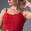 Denim Knit Garter Tank - Bold Red/Dark Bold Red