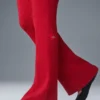 Denim Knit High-Waist Flare Pant - Bold Red/Dark Bold Red