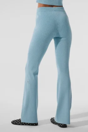 Denim Knit High-Waist Flare Pant – Celestial Blue/Dark Celestial Blue