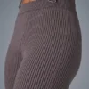 Denim Knit High-Waist Flare Pant - Raisinette/Black