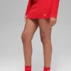 Denim Knit High-Waist Skirt - Bright Red