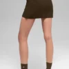 Denim Knit High-Waist Skirt - Espresso/Black