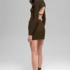 Denim Knit High-Waist Skirt - Espresso/Black