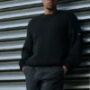 Domain Rib Knit Crew Sweater - Black