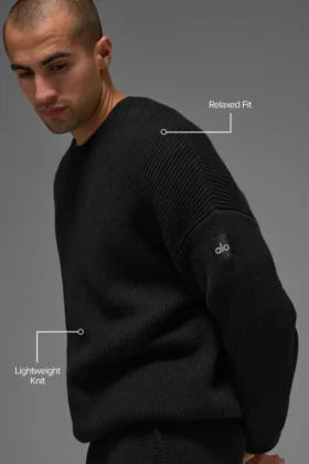 Domain Rib Knit Crew Sweater – Black