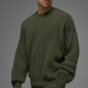 Domain Rib Knit Crew Sweater - Green Olive