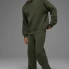Domain Rib Knit Crew Sweater - Green Olive