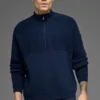 Domain Shift Rib Knit 1/4 Zip Sweater - Navy