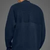 Domain Shift Rib Knit 1/4 Zip Sweater - Navy