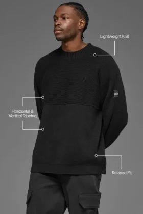 Domain Shift Rib Knit Sweater Crew – Black
