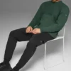 Domain Shift Rib Knit Sweater Crew - Clover Green