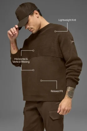 Domain Shift Rib Knit Sweater Crew – Espresso