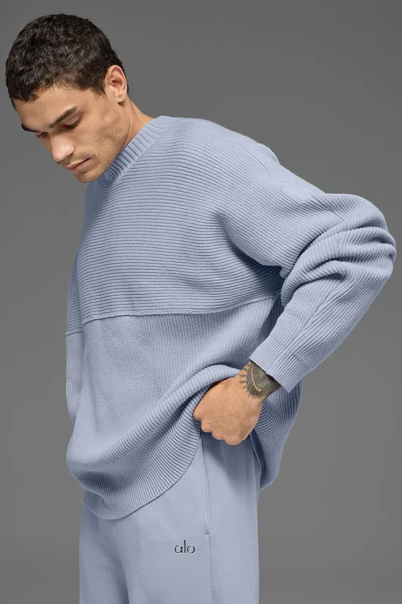 Domain Shift Rib Knit Sweater Crew - Winter Frost