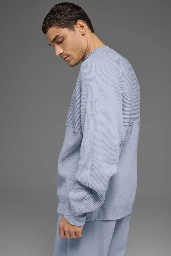 Domain Shift Rib Knit Sweater Crew - Winter Frost