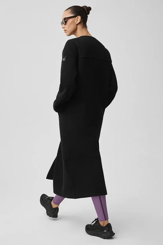 Double Face Wool City Girl Long Coat - Black