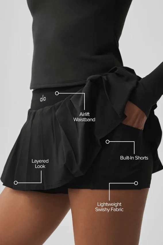 Double or Nothing Tennis Skirt - Black