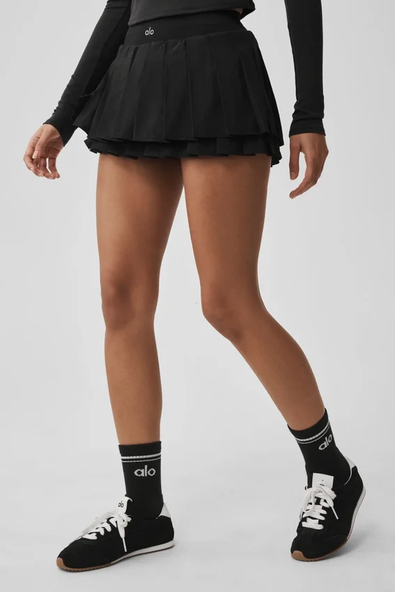 Double or Nothing Tennis Skirt - Black