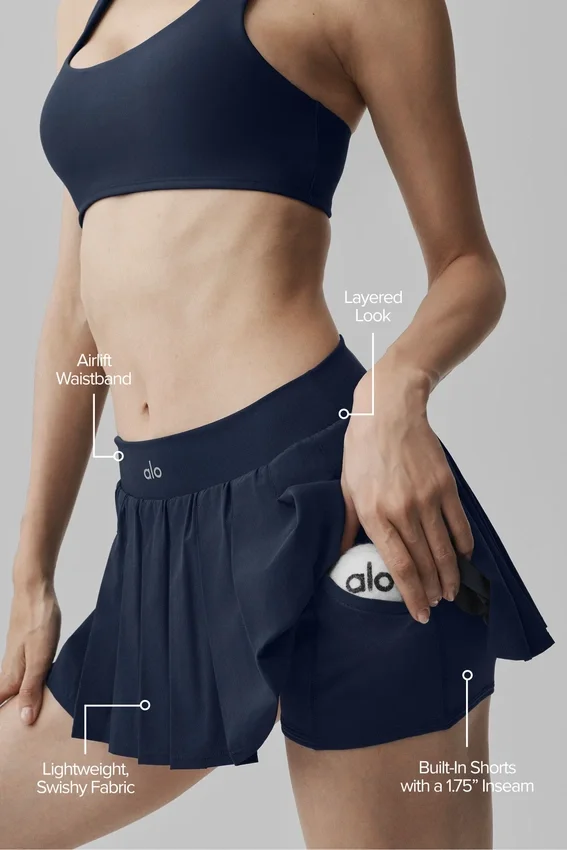 Double or Nothing Tennis Skirt - Navy