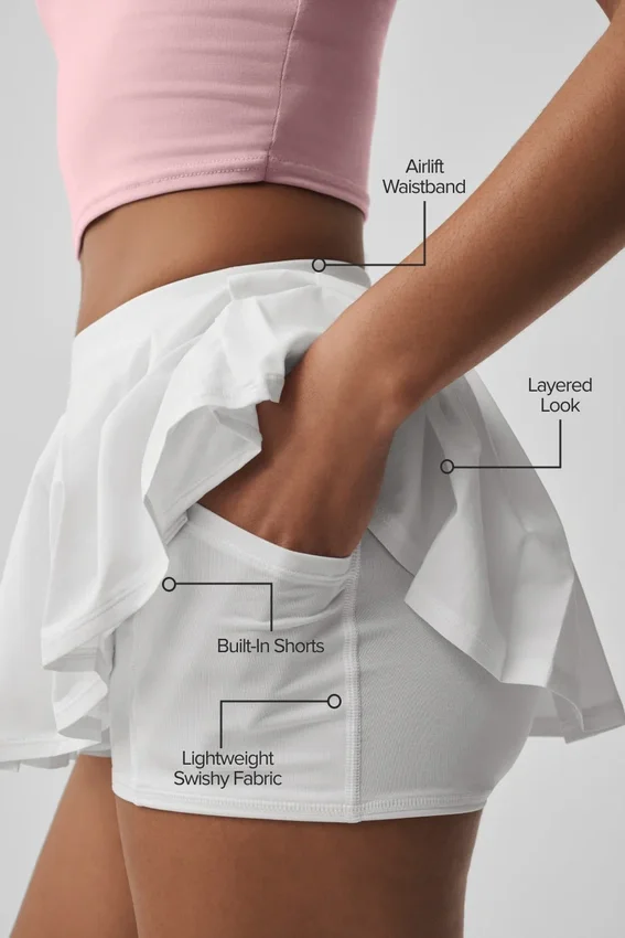 Double or Nothing Tennis Skirt - White