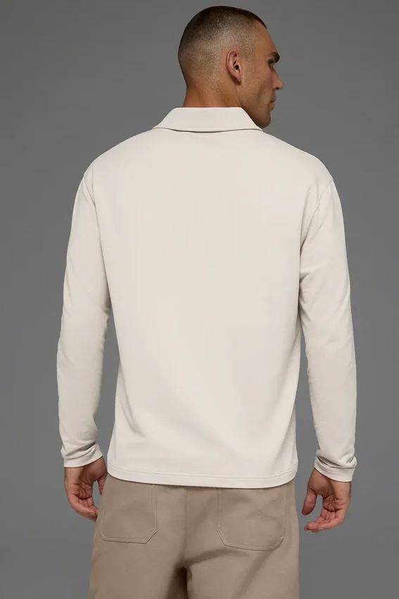 Double Take Long Sleeve Polo - Bone