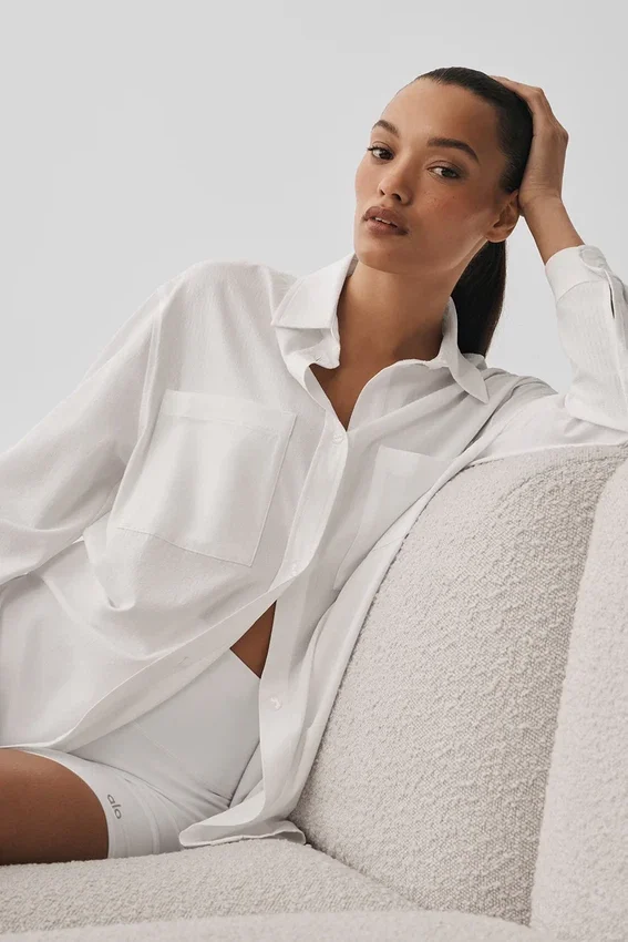 Dreamscape Button Down Long Sleeve - White
