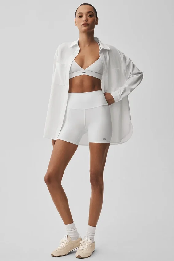 5" Airbrush High-Waist Biker Short - White