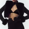 Faux Fur Cashmere Northstar Full Zip - Black