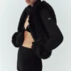 Faux Fur Cashmere Northstar Full Zip - Black