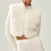Faux Fur Cashmere Northstar Full Zip - Ivory