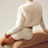 Faux Fur Cashmere Northstar Full Zip - Ivory
