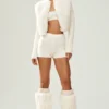 Faux Fur Cashmere Northstar Full Zip - Ivory