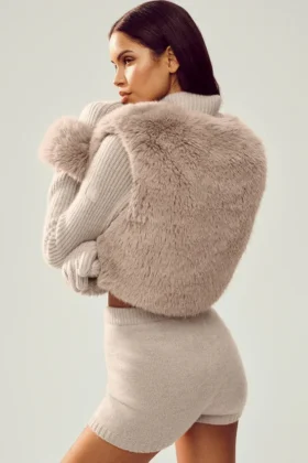 Faux Fur Cashmere Northstar Full Zip – Oat Heather