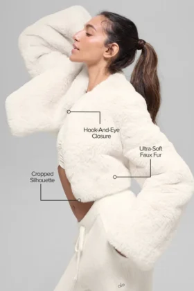 Faux Fur Chic Cropped Jacket – Ivory