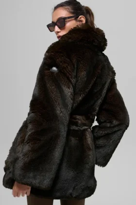 Faux Fur Starstruck Coat – Midnight Brown/Black
