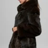 Faux Fur Starstruck Coat - Midnight Brown/Black