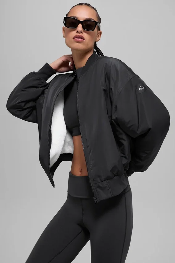 Faux Fur Urbanite Bomber - Black/Ivory