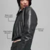 Faux Leather Cropped Premier Bomber - Black