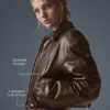 Faux Leather Cropped Premier Bomber - Espresso