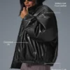 Faux Leather Premier Bomber - Black
