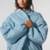 Faux Leather Premier Bomber - Celestial Blue