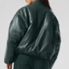 Faux Leather Premier Bomber - Charcoal Green