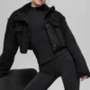 Faux Shearling Snowfall Cropped Jacket - Black