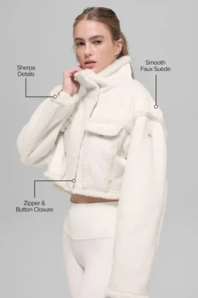 Faux Shearling Snowfall Cropped Jacket – Ivory