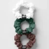 Fresh Mini Scrunchie 3-Pack - Brownstone/White/Clover Green