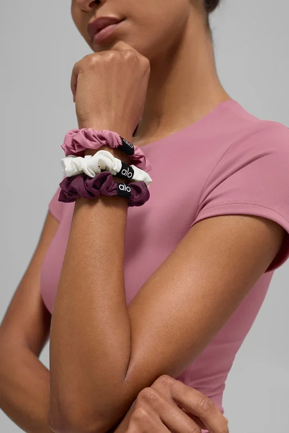 Fresh Mini Scrunchie 3-Pack - Burgundy/Pink Wild Rose/Ivory