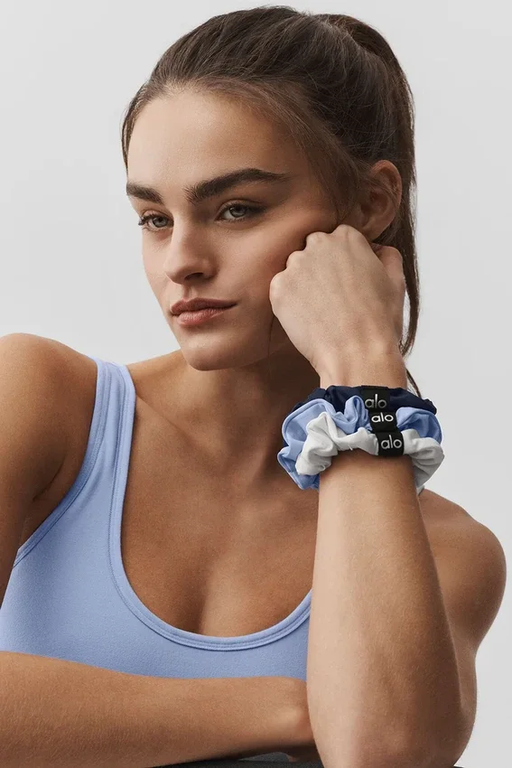 Fresh Mini Scrunchie 3-Pack - Light Provence Blue/Navy/White