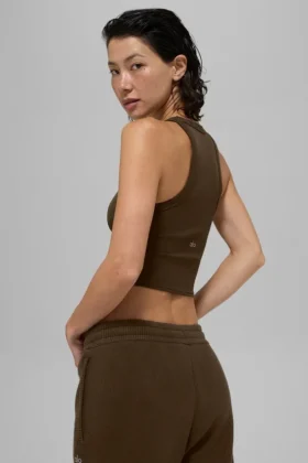 Goddess Ribbed Go-To Tank – Espresso