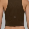 Goddess Ribbed Go-To Tank - Espresso