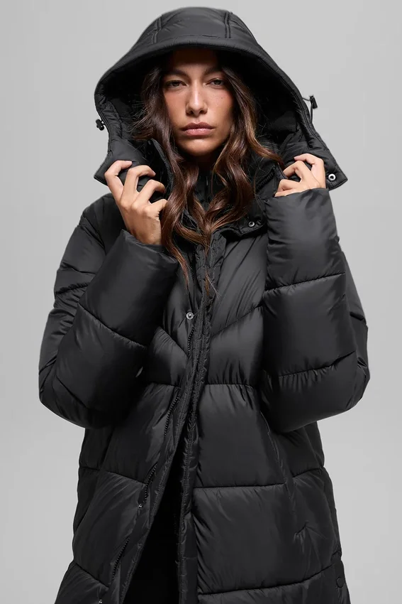 Gold Rush Puffer Trench - Black