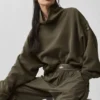 Hazy Mock Neck Pullover - Olive Tree
